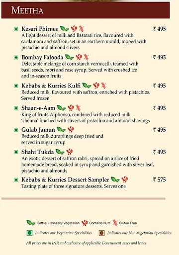 K & K, WelcomHotel Dwarka menu 