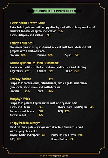 Murphy's Brewhouse - The Paul menu 