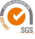 a sgs logo with a check mark in the center