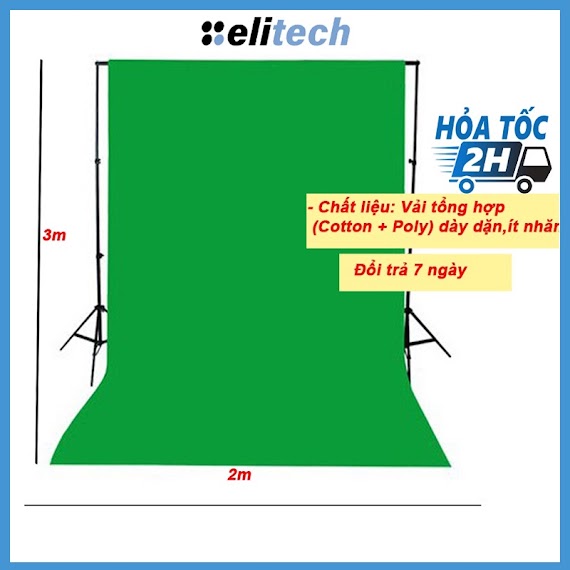 Phông Nền Chụp Ảnh Vải Trơn Màu Xanh Lá Cây Kích Thước 2Mx3M Chuyên Dùng Chụp Studio, Lookbook Hoặc Livestream