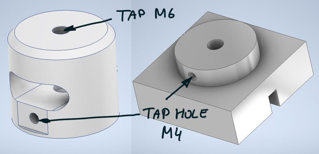 Tap M6 and M4 in the Holes Marked in the Picture.