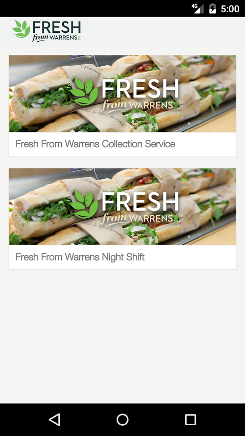 Android application Fresh From Warrens On the Go screenshort