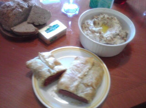 Corned Beef Wellington, Colcannon, Irish Soda bread and Irish butter. Oh~ and wine, of course!