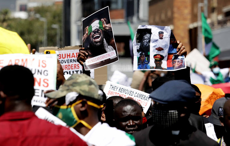 Nigerians living in SA gathered at parliament in Cape Town to show solidarity for the #EndSars movement against police brutality in Nigeria.