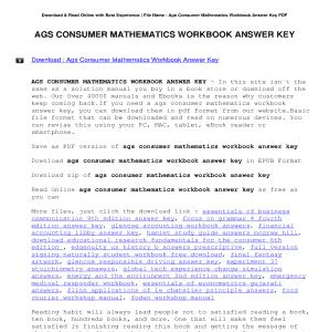 Download PDF Online Consumer mathematics workbook answer key Free E-Book Apps PDF