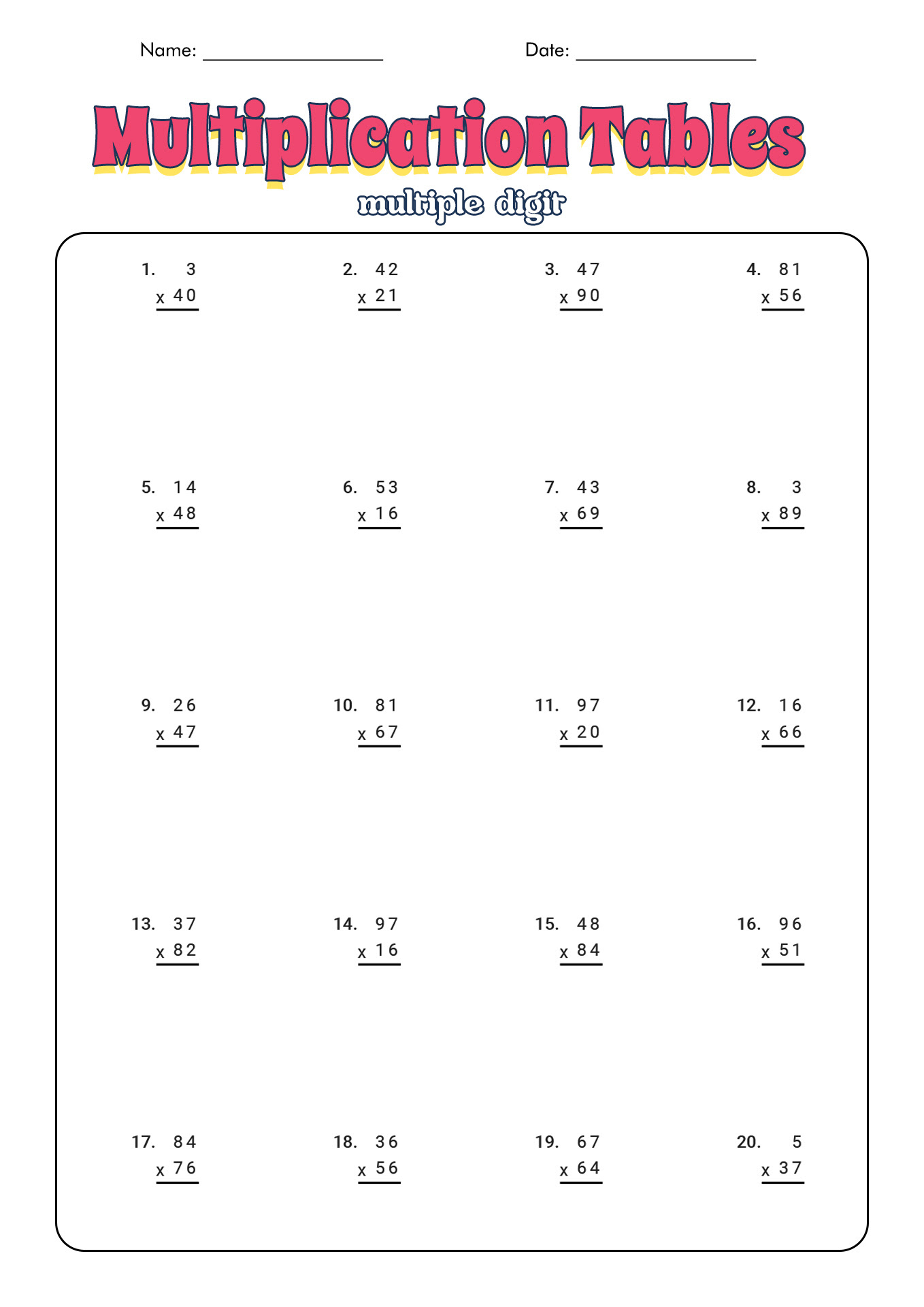 11 best images of 1 through 12 multiplication worksheets 2nd grade