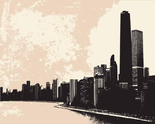 Chicago Skyline - 52"W x 42"H - Peel and Stick Wall Decal by Wallmonkeys