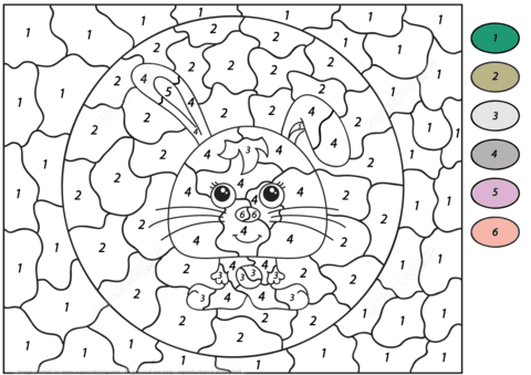 rabbit colornumber  free printable coloring pages