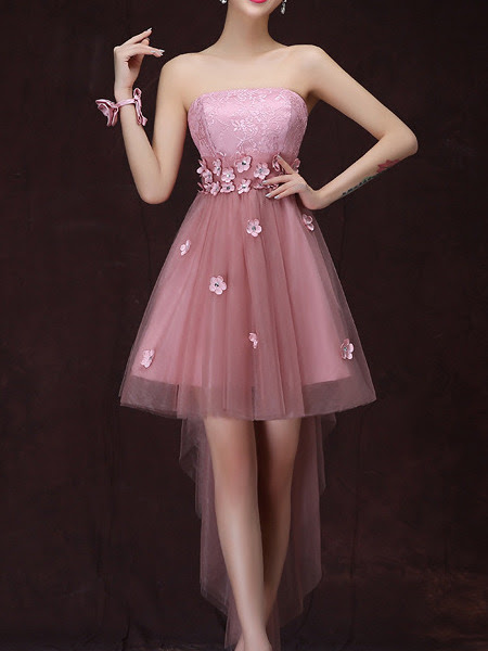 Pink Lace Floral Fit Flare Strapless Plus Size Knee Pink Lace Floral Fit Flare Strapless Plus Size Knee