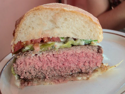 Green Chile burger - cross section