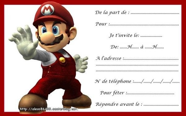 Carte Invitation Mario 08