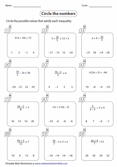 Multi Step Inequalities worksheets