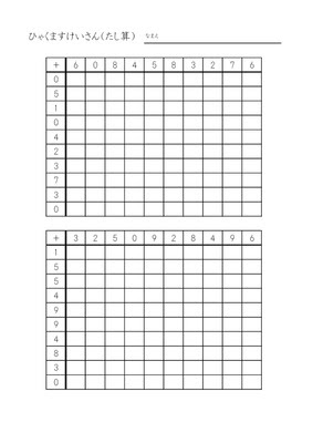 ドリルズ 小学2年生 算数 の無料学習プリント百ます計算 足し算