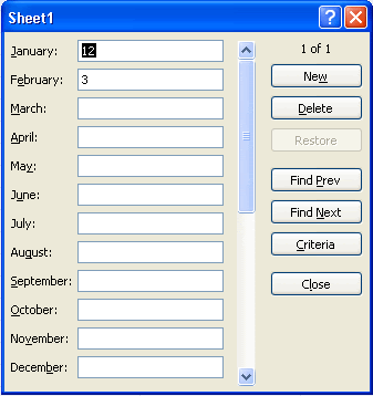 A Data Form in Excel 2007