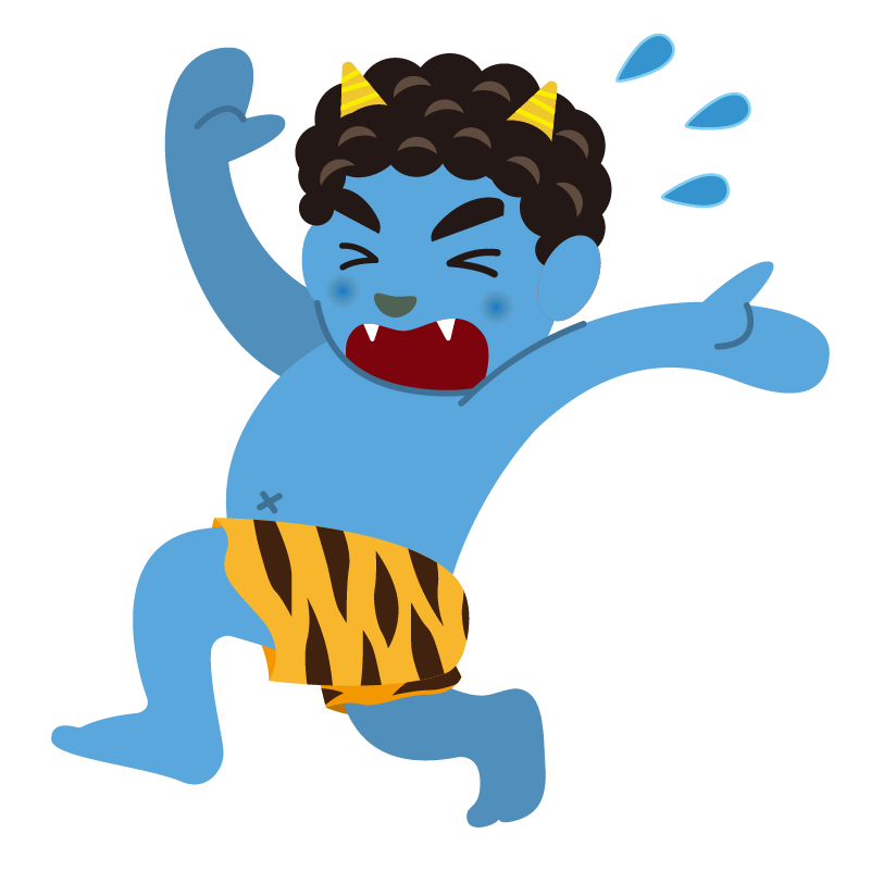 商用フリー 無料イラスト 2月 節分 逃げる青鬼 商用ok フリー素材集 ナイスなイラスト