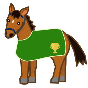 馬着を着用したかわいい馬のイラスト お馬の素材屋