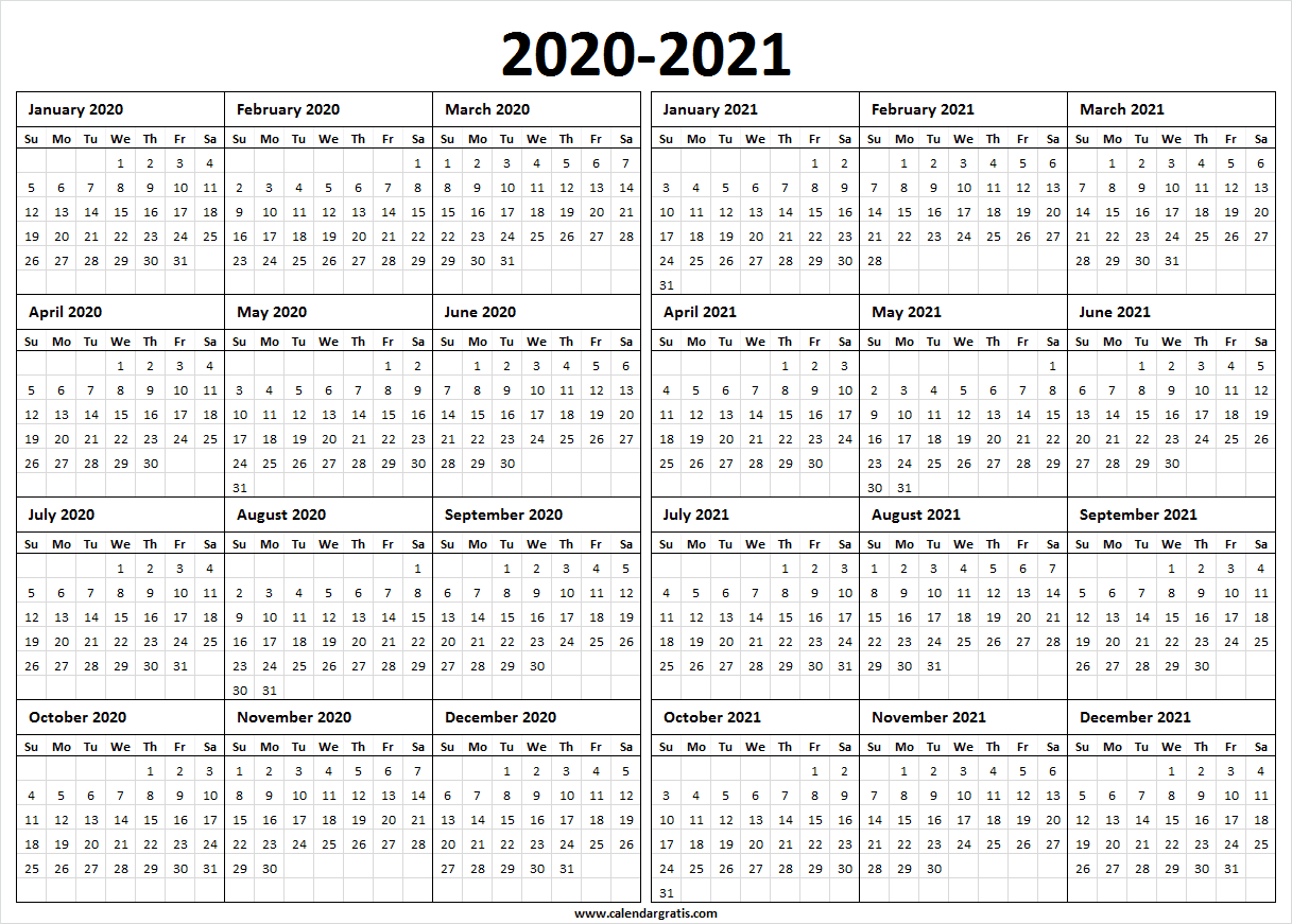 Printable Calendar 2020 Template Holidays 2020 2021 Calendar