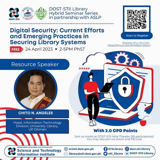 FREE hybrid seminar with 2 CPD points on Digital Security: current efforts and emerging practices in securing library systems