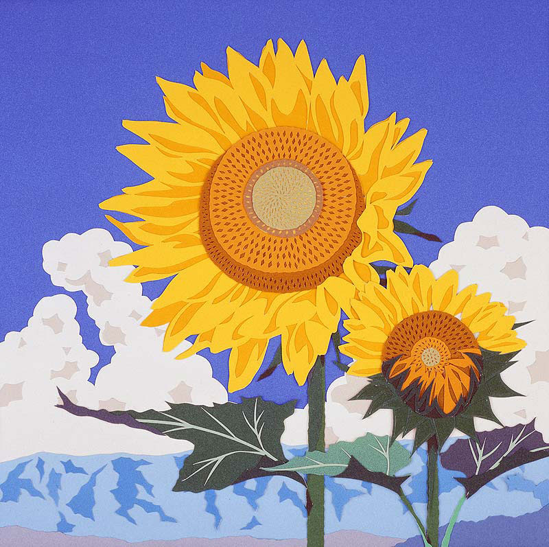 夏の青空とひまわりの花イラスト ストックイラスト 衛星写真素材blog 株式会社アートバンク オフィシャルブログ