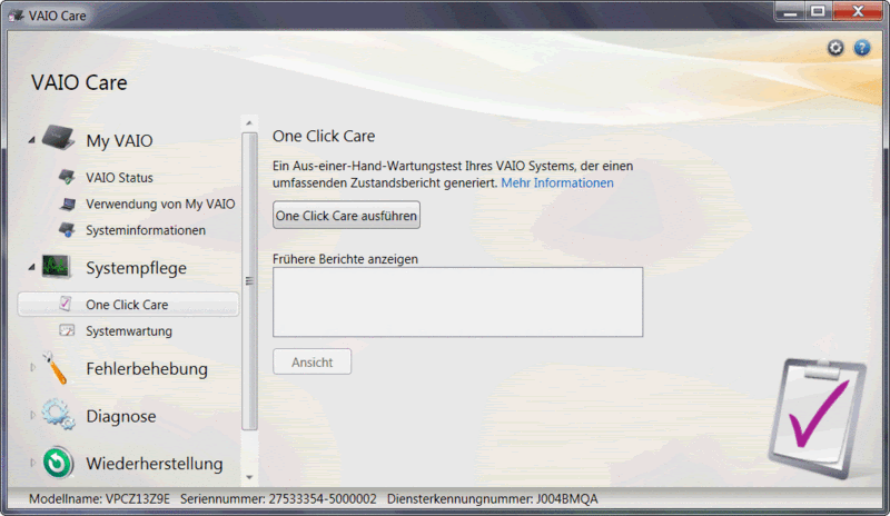 Assist-key: access to Vaio Care