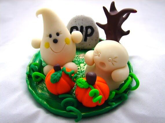 Halloween GHOST & Graveyard PARKER Polymer Clay Character - Limited Edition Figurine