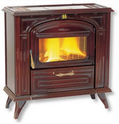 174.10.44L Franco Belge Normandie Oil Stove - Rear Flue (incl. mirror) in Brown Porcelain Enamel