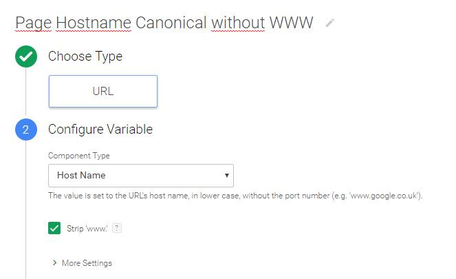 Page hostname canonical without www