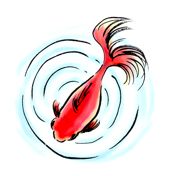 波紋と金魚 墨絵和風筆描き 無料イラスト配布サイトマンガトップ