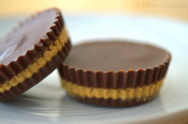 two stacked peanut butter cups from scratch