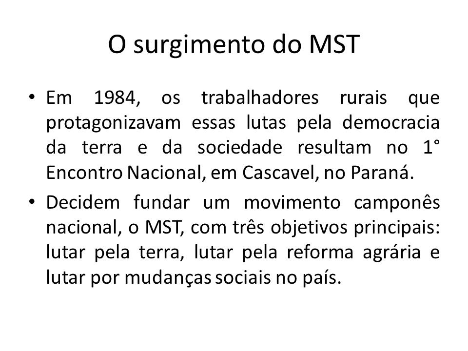 Resultado de imagem para origem do mst em cascavel