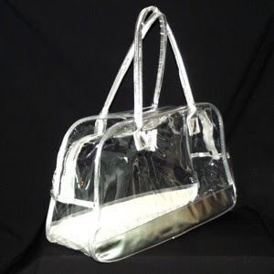 NEW Clear Silver TRANSPARENT SEETHRU HANDBAG BAG work TOTE PURSE JELLY ...