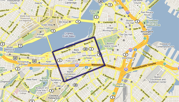 Map Of Back Bay Boston Photo Map of Boston's Back Bay Landmarks