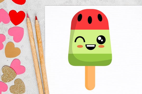 Download Download Kawaii Watermelon Flavored Ice Cream SVG File Compatible with Cameo Silhouette Studio, Cricut and other cutting machines for any crafting projects.