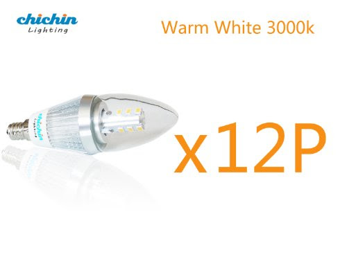 LED Candelabra Bulb Brightest Model 7 watt 12 Pieces Bullet Top ChiChinLighting Perfect incandescent chandelier bulb replacement E12 base WARM WHITE color On Sale