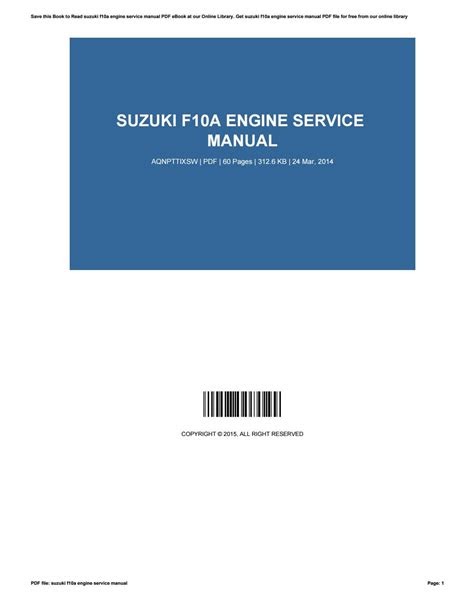 Download Suzuki F10a Service Manual (PDF / ePub)
