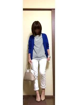 プチサイズstyle Book コーデ ブルーカーデ Uniqloホワイトデニム