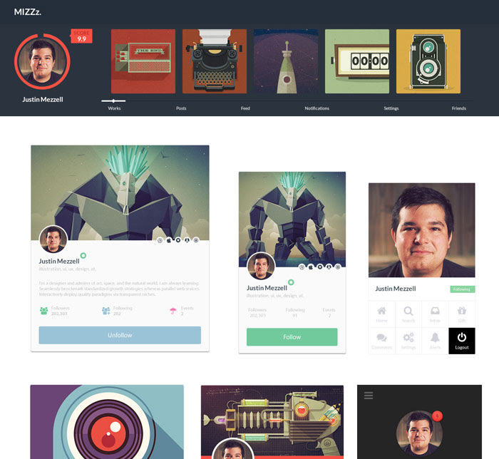 7 Free PSD Profile UI