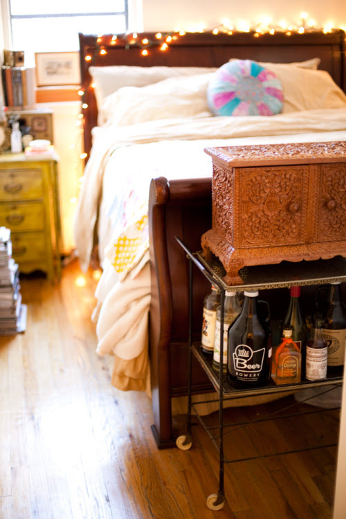 Jamie Beck New York City Photographer - From Me To You - One man’s trash, another man’s treasure. When we found this retro drink cart out by the curb on 96th street I squealed with excitement. Not only did I get the hodgepodge of bottles out of the kitchen but it was a perfect place to set my jewelry box I’ve had since I was a little girl. 