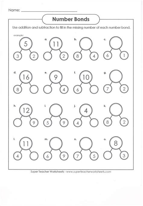  1st grade math worksheets number bond worksheets 1st grade first grade