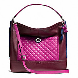 PARK QUILTED COLORBLOCK HOBO - COACH f24981 - SILVER/BURGUNDY MULTI