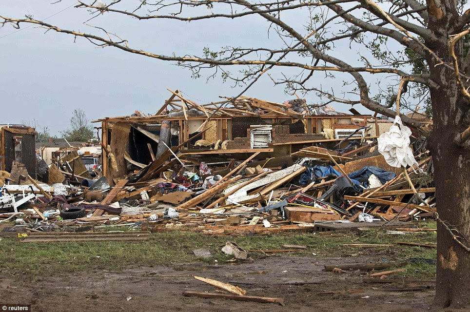 A destroyed house remains after a huge tornado struck Moore, Oklahoma, near Oklahoma City
