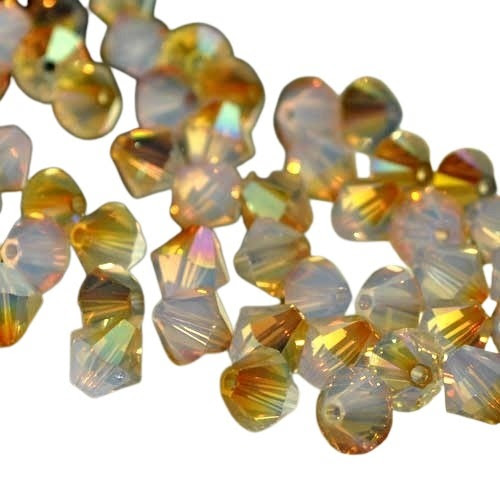 2775301s31804 Swarovski Bead - 6 mm Faceted Xilion Bicone (5328) - White Opal Brandy (1)