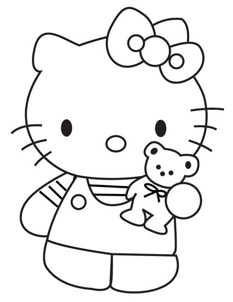 kitty showing teddy bear coloring page
