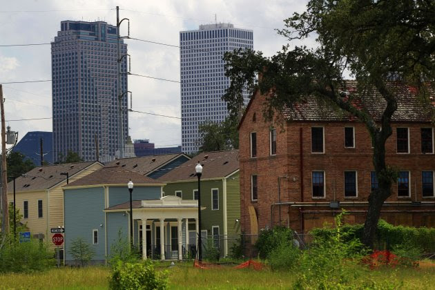 An abandoned part of the old Lafitte housing projects in New Orleans. (AP Photo/Gerald Herbert)