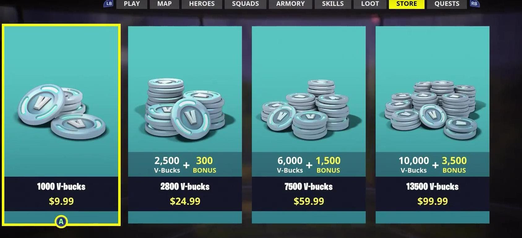 V-Bucks prices from a video : FORTnITE - 1687 x 772 jpeg 112kB