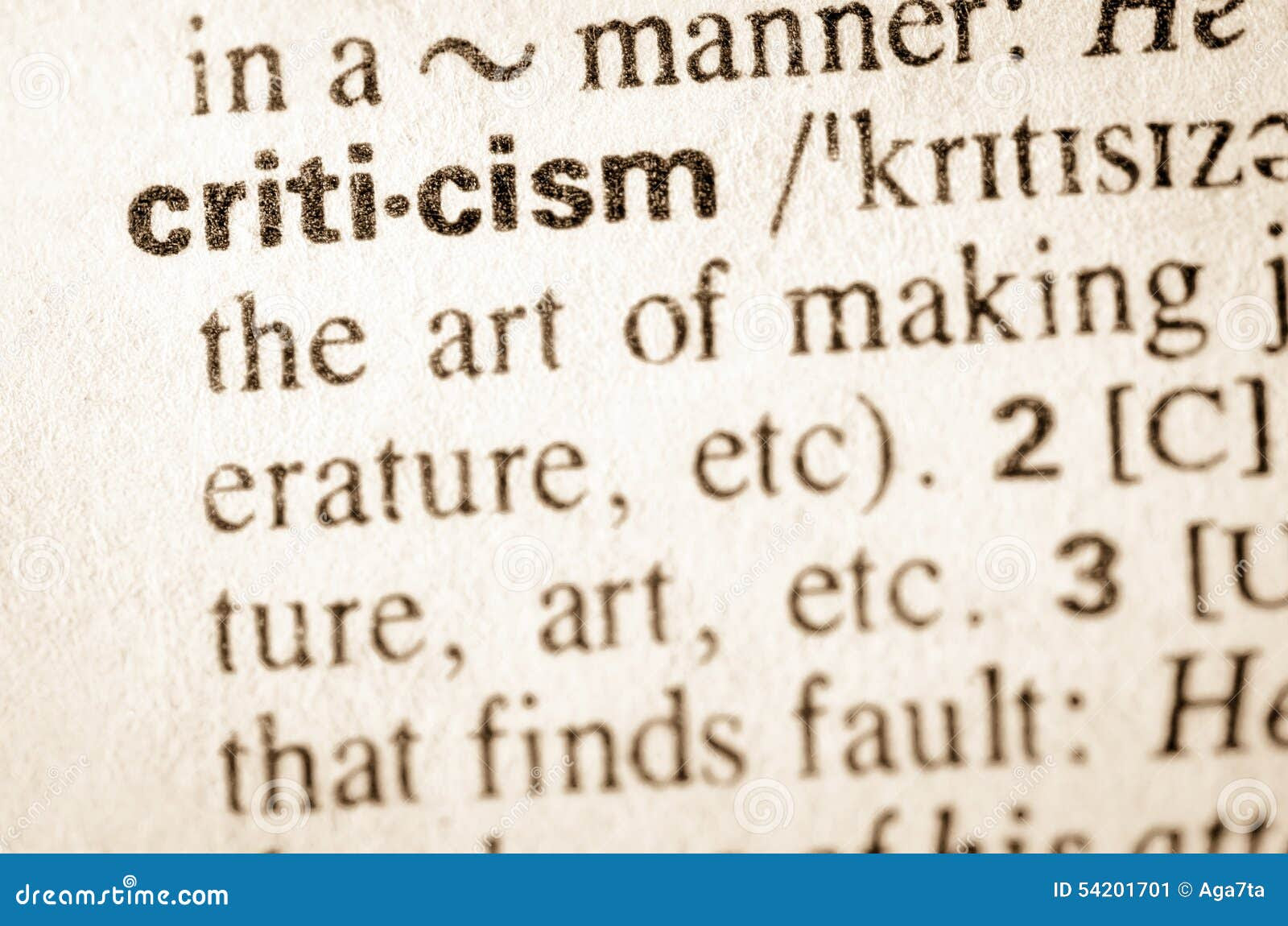 Dictionary Definition Of Word Criticism Stock Photo ...