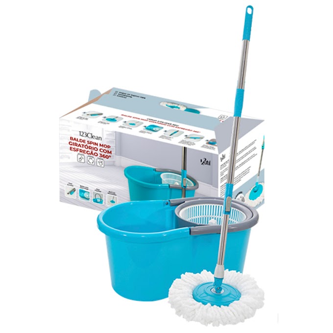 Limpeza Eficiente com o Mop Balde Spin 13L da 123Util - Prós e Contras - Disponível na Shopee