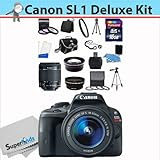 Canon EOS Rebel SL1 Digital SLR Camera with EF-S 18-55mm f/3.5-5.6 IS STM Lens Full 16GB Kit + Wide Angle , Telephoto + Full Size Tripod + Deluxe Camera Bag + Four Piece Macro Set + Essential Filter Kit + All You Need Accesory Kit