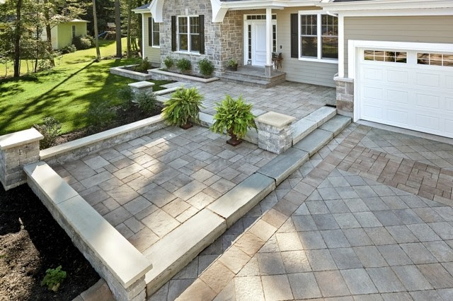 Custom Paver Front Walkway and Driveway - Traditional - Patio ...