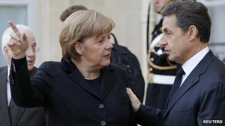 German Chancellor Angela Merkel with French President Nicolas Sarkozy (5 Dec 2011)